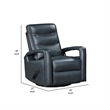 Kamo Manual Recliner Swivel Chair- 32 Inch- Navy Blue Faux Leather