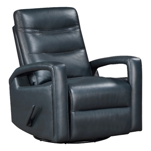 Kamo Manual Recliner Swivel Chair- 32 Inch- Navy Blue Faux Leather