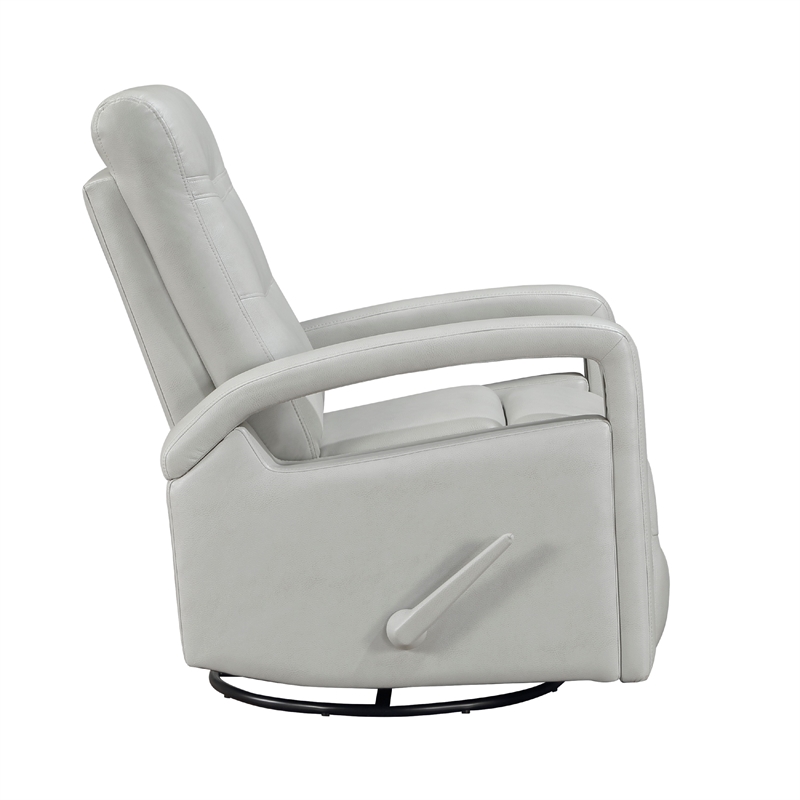 Kamo Manual Recliner Swivel Chair- 32 Inch- Smoke Gray Faux Leather