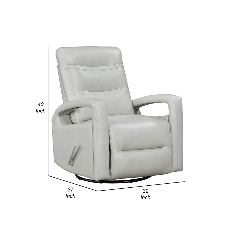 Kamo Manual Recliner Swivel Chair- 32 Inch- Smoke Gray Faux Leather