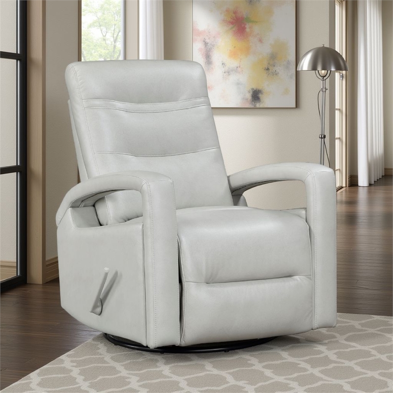 Kamo Manual Recliner Swivel Chair- 32 Inch- Smoke Gray Faux Leather