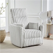 Swivel Manual Recliner Chair- 2 Pillows- White Corduroy- 39 Inch