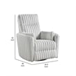 Swivel Manual Recliner Chair- 2 Pillows- White Corduroy- 39 Inch