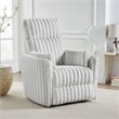 Swivel Manual Recliner Chair- 2 Pillows- White Corduroy- 39 Inch