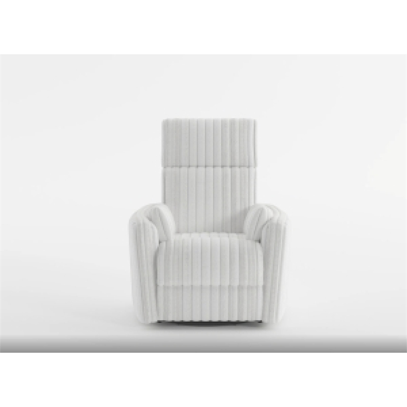 Swivel Manual Recliner Chair- 2 Pillows- White Corduroy- 39 Inch