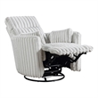 Swivel Manual Recliner Chair- 2 Pillows- White Corduroy- 39 Inch
