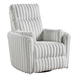 Swivel Manual Recliner Chair- 2 Pillows- White Corduroy- 39 Inch