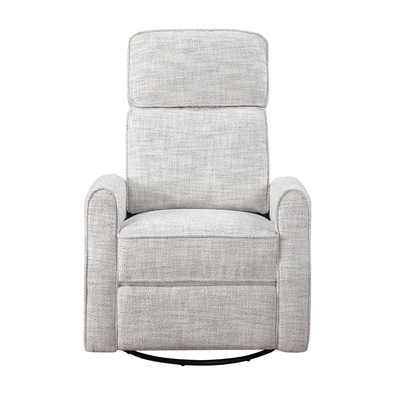 Leox Manual Recliner Chair- 30 Inch- Light Gray Boucle- 360 Swivel