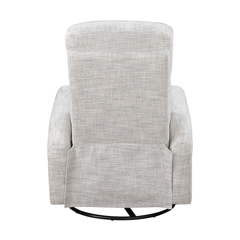 Leox Manual Recliner Chair- 30 Inch- Light Gray Boucle- 360 Swivel
