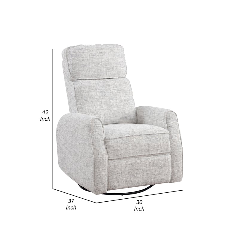 Leox Manual Recliner Chair- 30 Inch- Light Gray Boucle- 360 Swivel