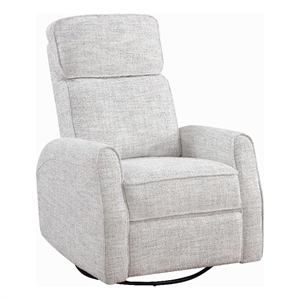 Leox Manual Recliner Chair- 30 Inch- Light Gray Boucle- 360 Swivel