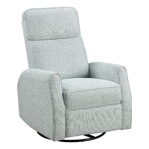Leox Manual Recliner Chair- 30 Inch- Light Blue Boucle- 360 Swivel