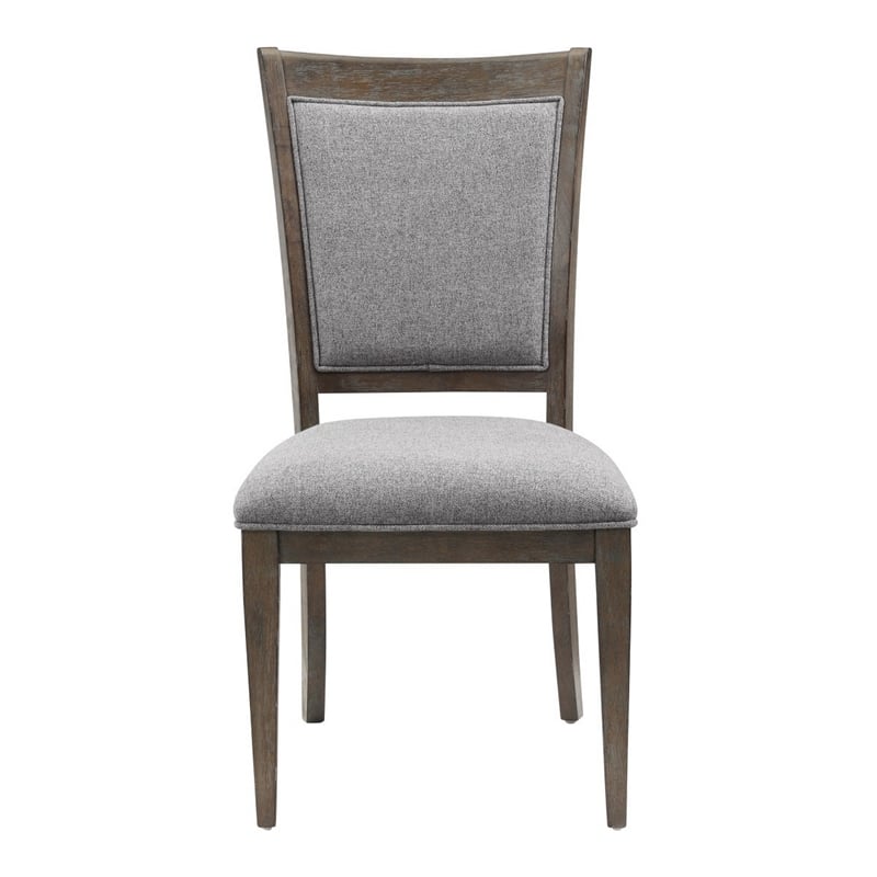 Koa 26 Inch Set of 2 Side Dining Chairs- Gray Polyester- Driftwood Brown