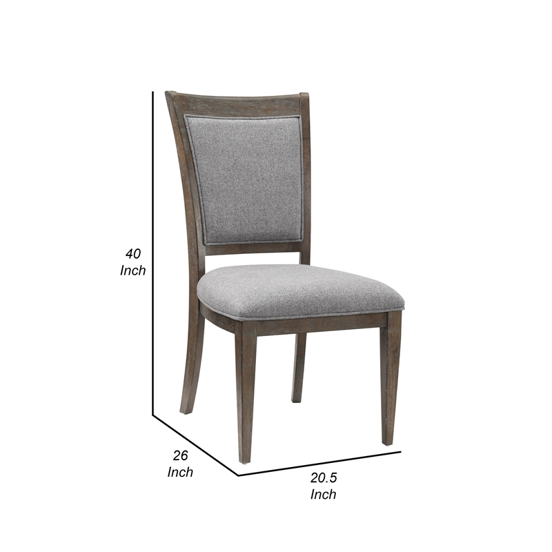 Koa 26 Inch Set of 2 Side Dining Chairs- Gray Polyester- Driftwood Brown