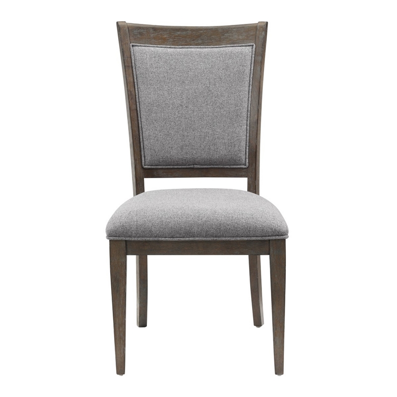 Koa 26 Inch Set of 2 Side Dining Chairs- Gray Polyester- Driftwood Brown