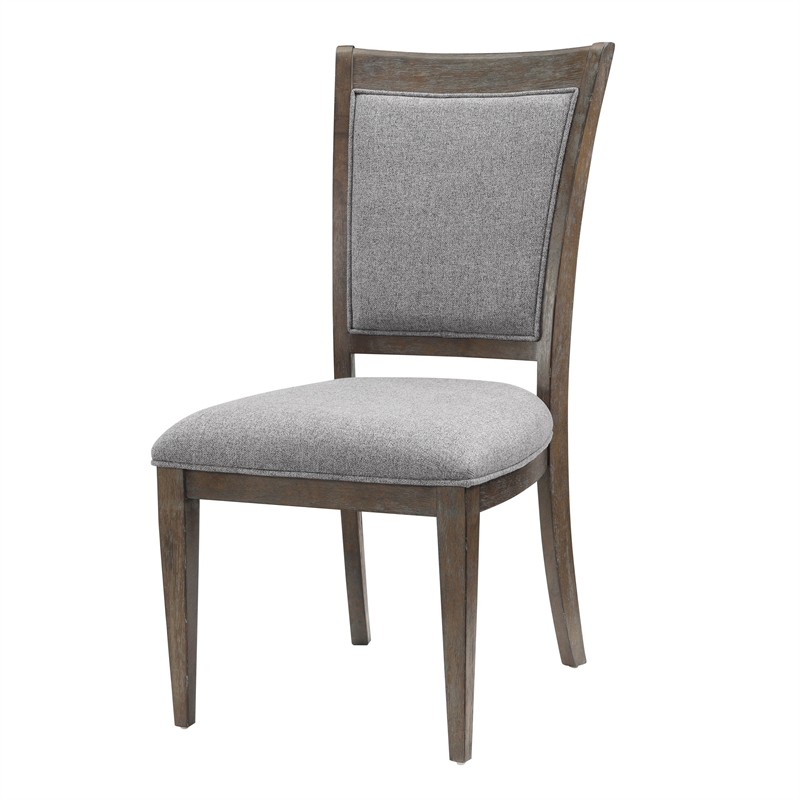 Koa 26 Inch Set of 2 Side Dining Chairs- Gray Polyester- Driftwood Brown