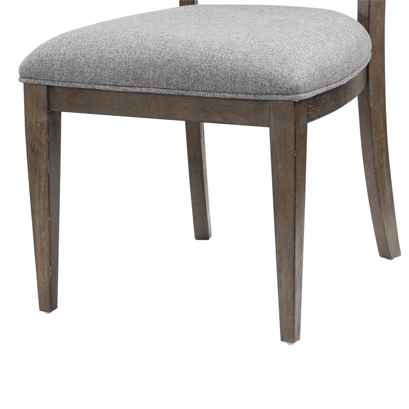 Koa 26 Inch Set of 2 Side Dining Chairs- Gray Polyester- Driftwood Brown