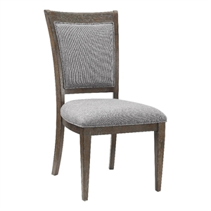 Koa 26 Inch Set of 2 Side Dining Chairs- Gray Polyester- Driftwood Brown