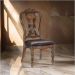 Devi 22 Inch Side Dining Chair Set of 2- Cutout Carved Back- Brown Faux Leather