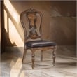 Devi 22 Inch Side Dining Chair Set of 2- Cutout Carved Back- Brown Faux Leather