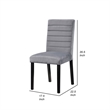 Andy 18 Inch Side Dining Chairs Set of 2- Channel Tufted Gray Velvet- Black Wood