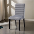 Andy 18 Inch Side Dining Chairs Set of 2- Channel Tufted Gray Velvet- Black Wood