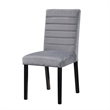 Andy 18 Inch Side Dining Chairs Set of 2- Channel Tufted Gray Velvet- Black Wood