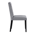 Andy 18 Inch Side Dining Chairs Set of 2- Channel Tufted Gray Velvet- Black Wood