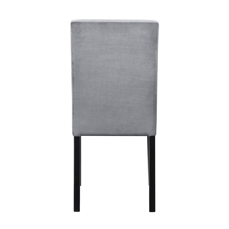 andy 18 inch side dining chairs set of 2- channel tufted gray velvet- black wood