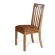 Marv Set of 2 Dining Chairs- Slat Back- Light Brown Microfiber- Mahogany Mindi