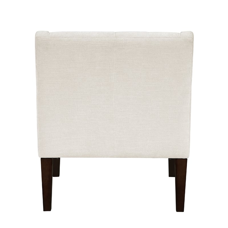 Ginna Accent Armchair- Button Tufted Beige Polyester- Brown Legs