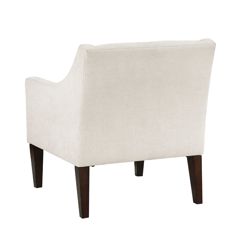Ginna Accent Armchair- Button Tufted Beige Polyester- Brown Legs