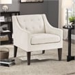 Ginna Accent Armchair- Button Tufted Beige Polyester- Brown Legs