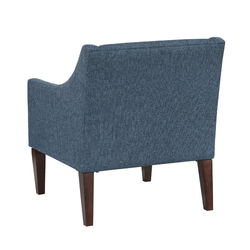 Ginna Accent Armchair- Button Tufted Blue Polyester- Brown Legs