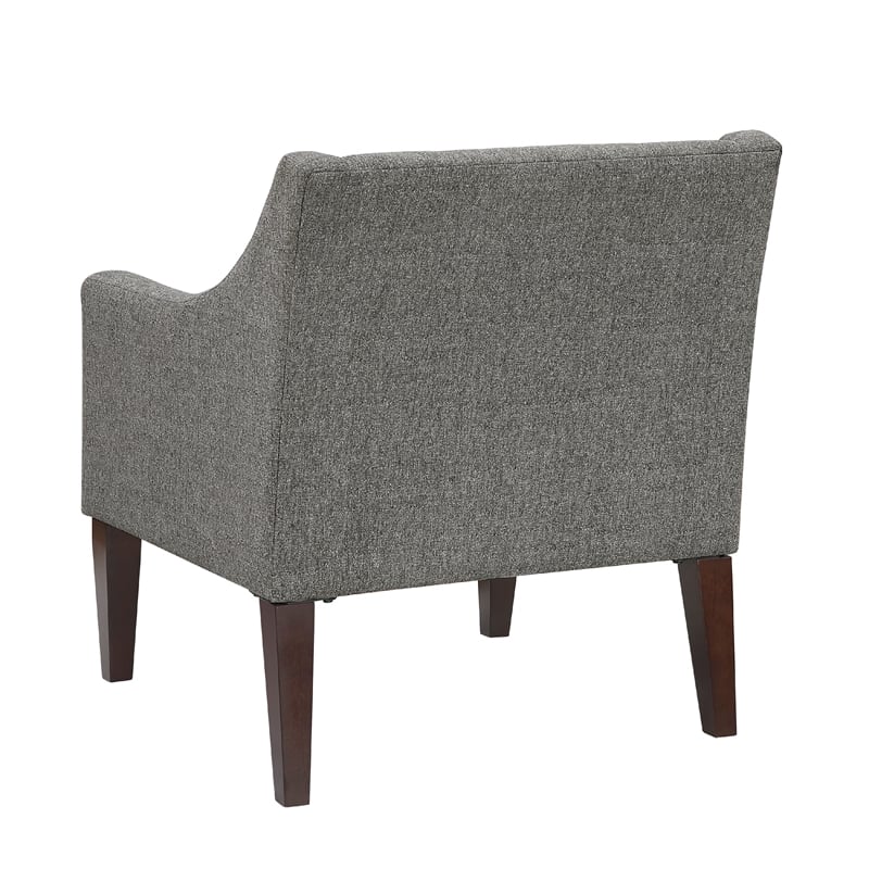 Ginna Accent Armchair- Button Tufted Dark Gray Polyester- Brown Legs
