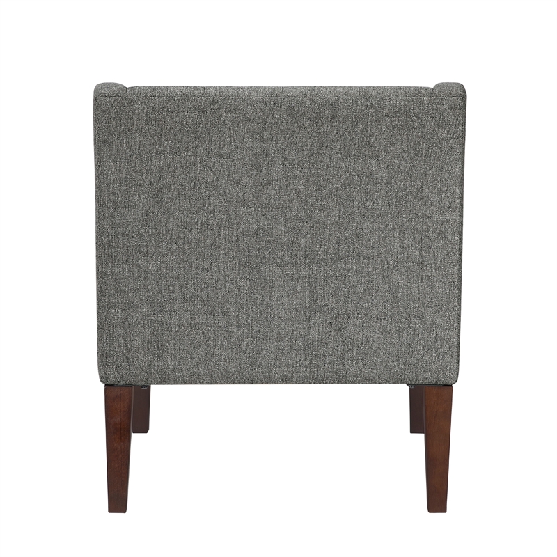 Ginna Accent Armchair- Button Tufted Dark Gray Polyester- Brown Legs