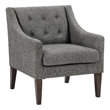 Ginna Accent Armchair- Button Tufted Dark Gray Polyester- Brown Legs