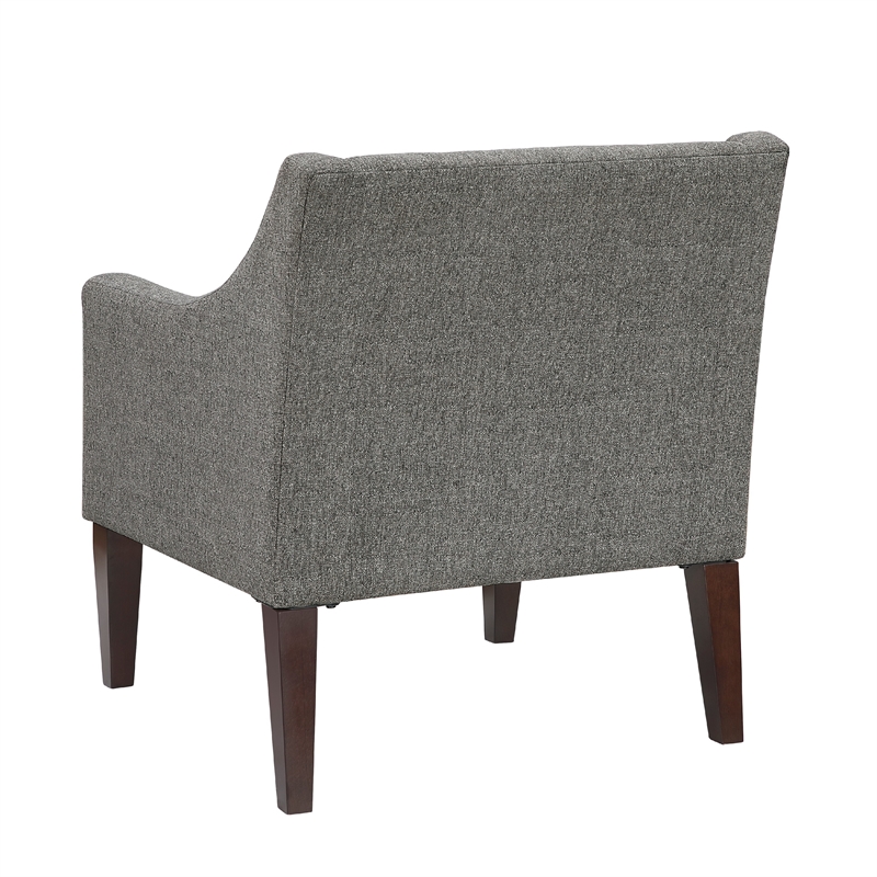 Ginna Accent Armchair- Button Tufted Dark Gray Polyester- Brown Legs