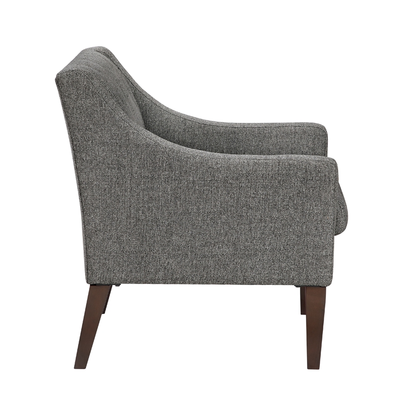 Ginna Accent Armchair- Button Tufted Dark Gray Polyester- Brown Legs