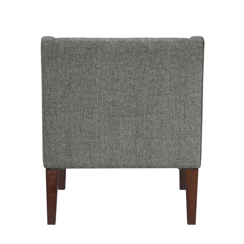 Ginna Accent Armchair- Button Tufted Dark Gray Polyester- Brown Legs