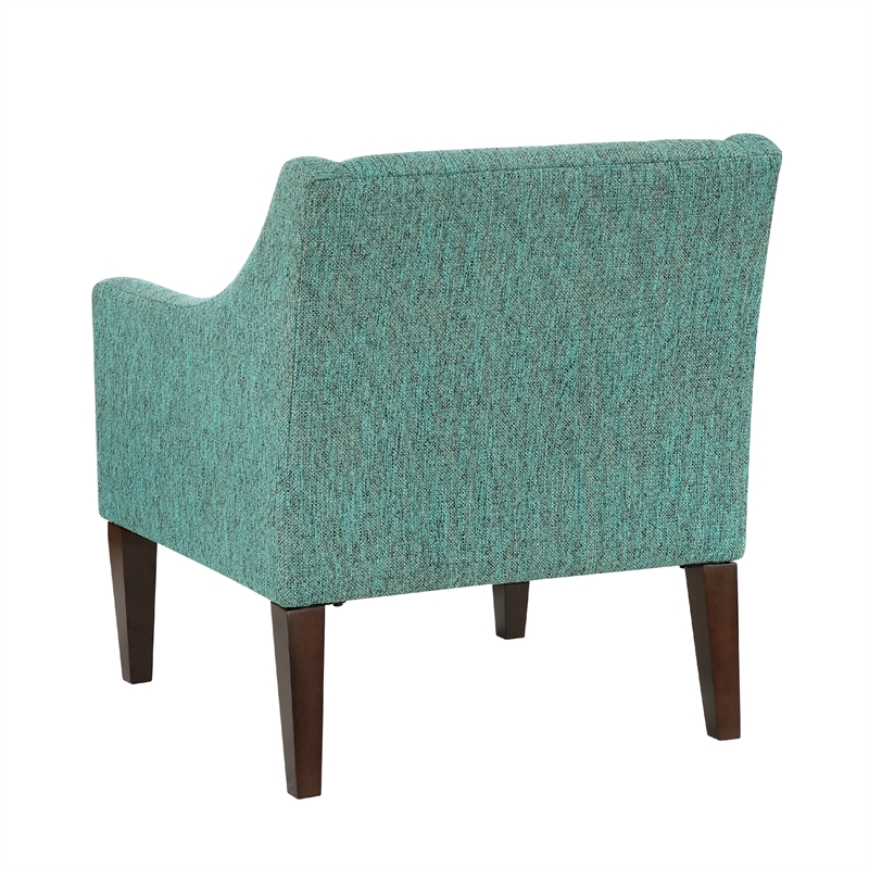 Ginna Accent Armchair- Button Tufted Sea Green Polyester- Brown Legs