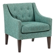 Ginna Accent Armchair- Button Tufted Sea Green Polyester- Brown Legs