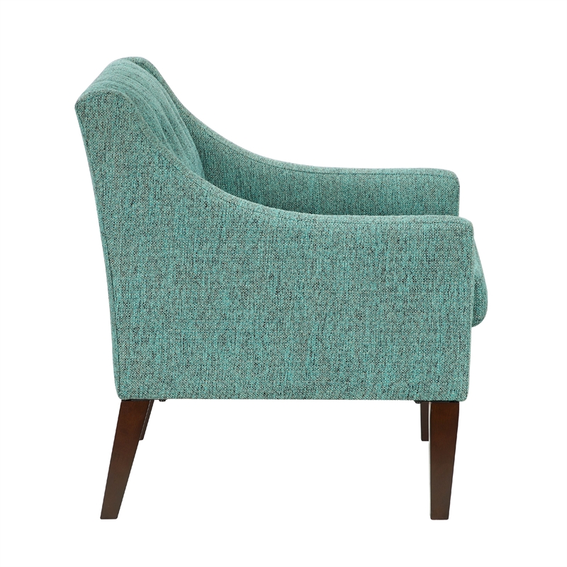 Ginna Accent Armchair- Button Tufted Sea Green Polyester- Brown Legs