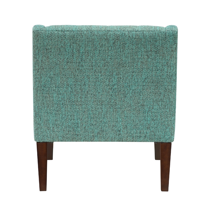 Ginna Accent Armchair- Button Tufted Sea Green Polyester- Brown Legs