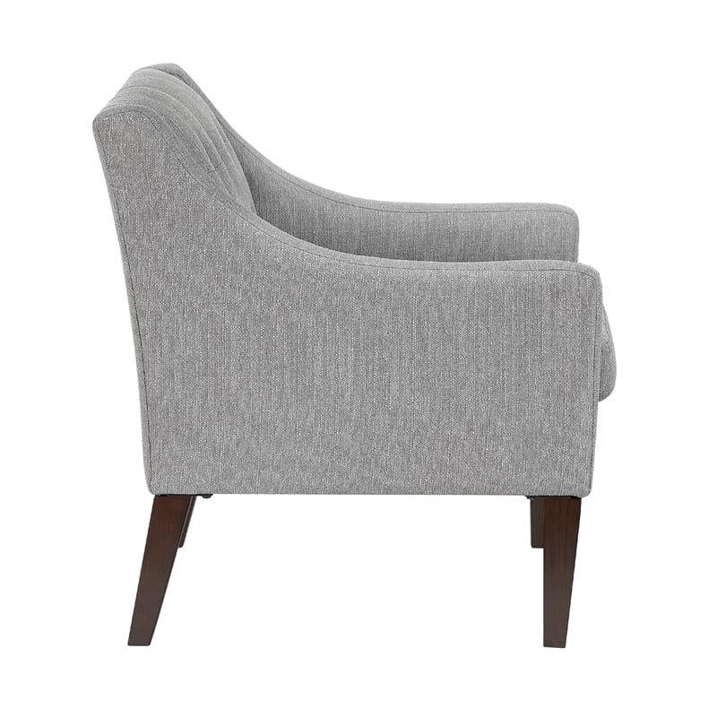 Ginna Accent Armchair- Button Tufted Light Gray Polyester- Brown Legs