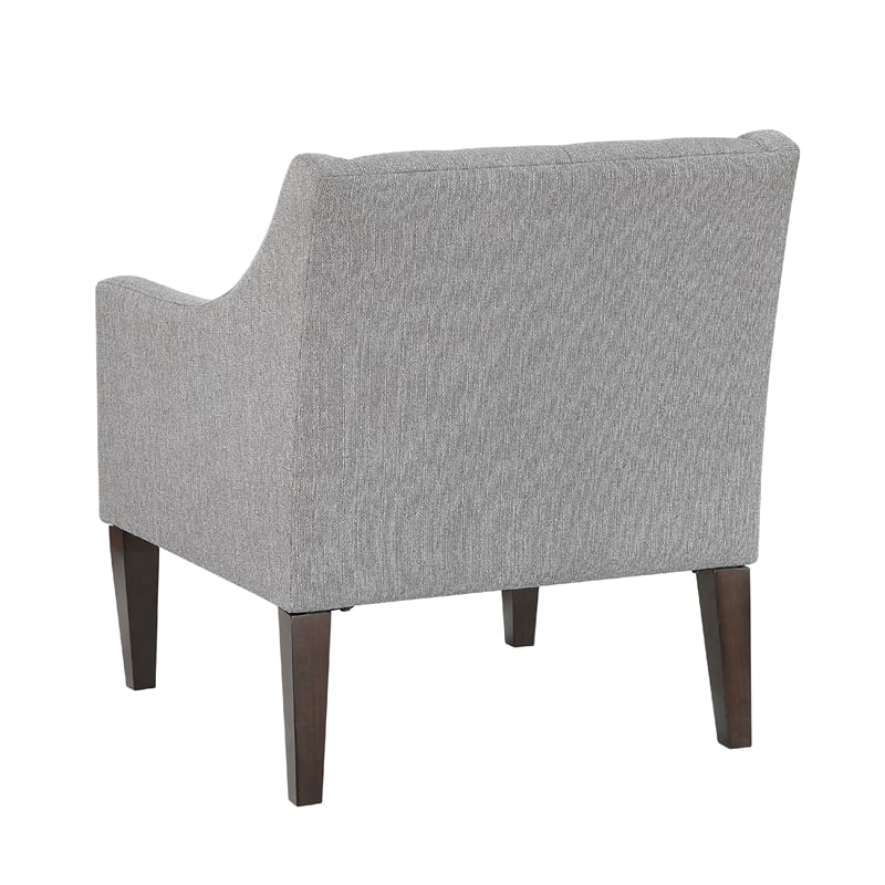 Ginna Accent Armchair- Button Tufted Light Gray Polyester- Brown Legs