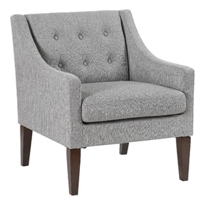 Ginna Accent Armchair- Button Tufted Light Gray Polyester- Brown Legs