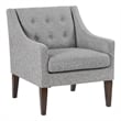 Ginna Accent Armchair- Button Tufted Light Gray Polyester- Brown Legs