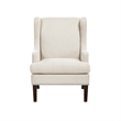 Rossana Accent Wing Armchair- Beige Polyester- Brown Wood- Nailhead