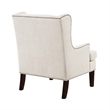 Rossana Accent Wing Armchair- Beige Polyester- Brown Wood- Nailhead